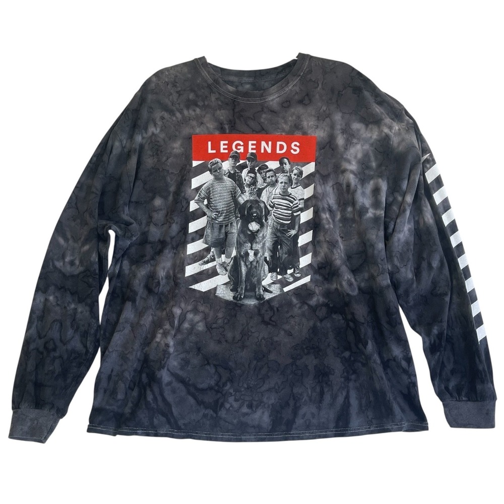 The Sandlot Long Sleeve Graphic Tee Men 2XL Gray Acid Wash Tie Dye Legends Movie